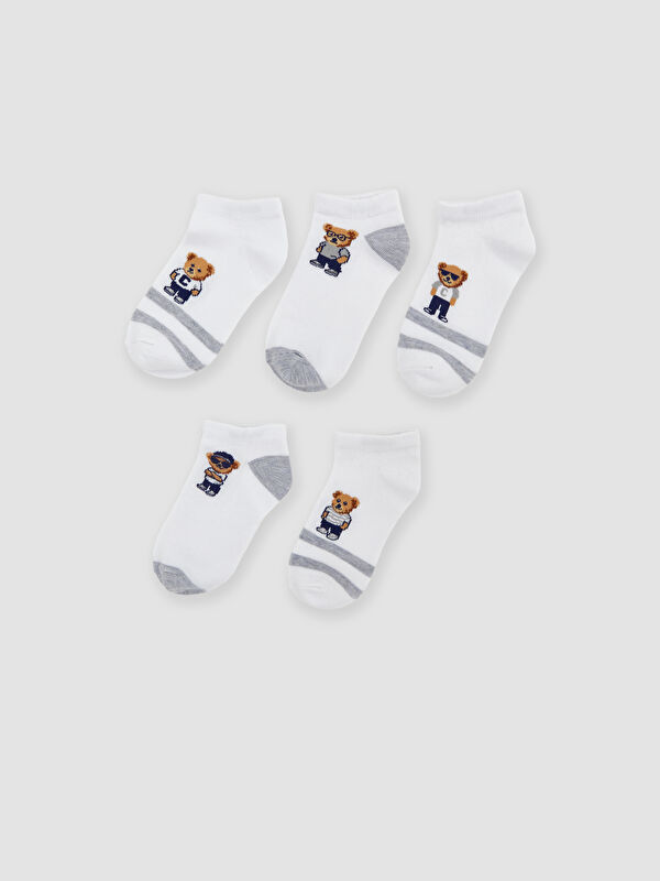 LCW Kids Ayı Teddy Desenli Erkek Çocuk Patik Çorap 5'li