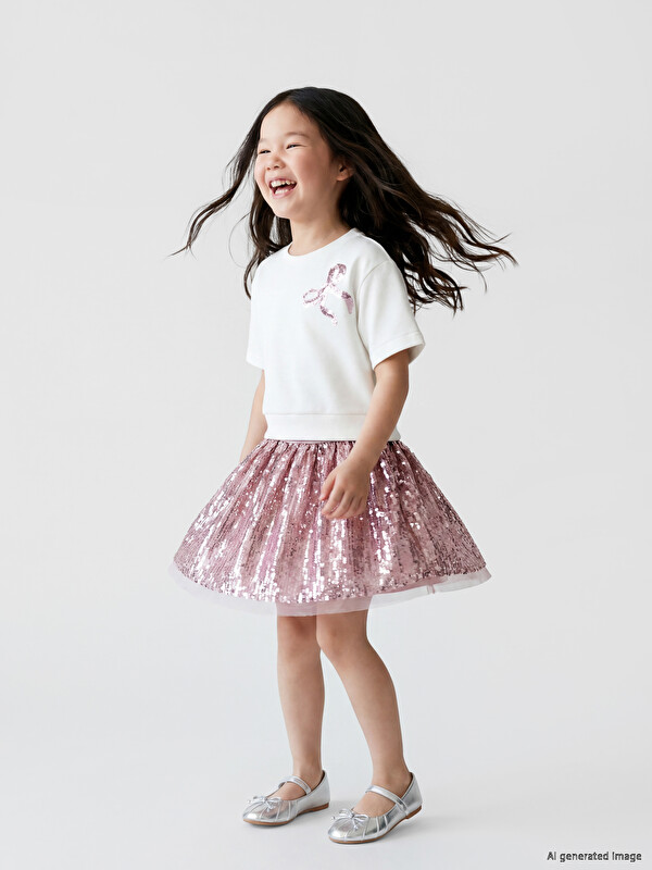 LCW Kids Payetli Kız Çocuk Elbise