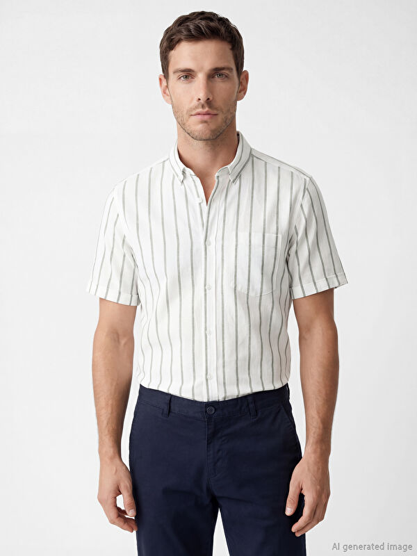 LCWAIKIKI Classic Regular Fit Çizgili Erkek Gömlek