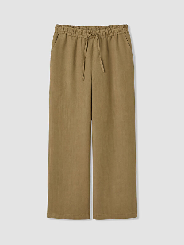 LCWAIKIKI Classic Beli Lastikli %100 Keten Kadın Pantolon