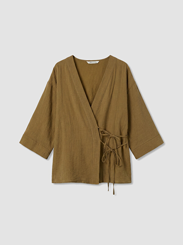 LCW EVERYDAY Kruvaze Yaka Müslin Oversize Kadın Kimono