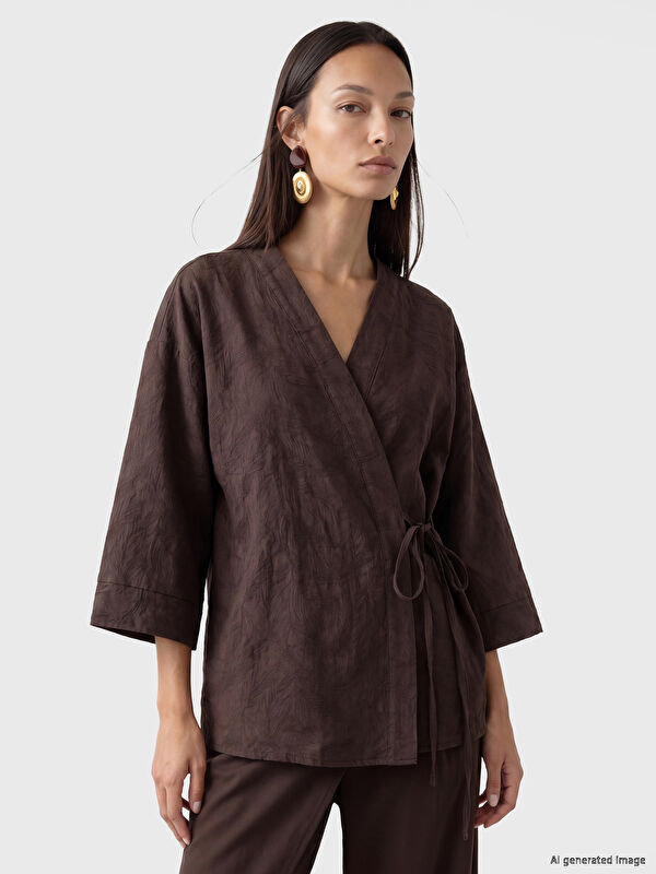 LCW EVERYDAY Kruvaze Yaka Oversize Kadın Kimono