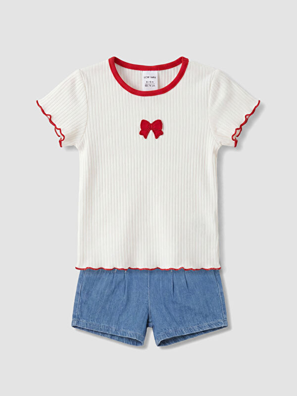 LCW baby Fiyonk Detaylı Kız Bebek Takım