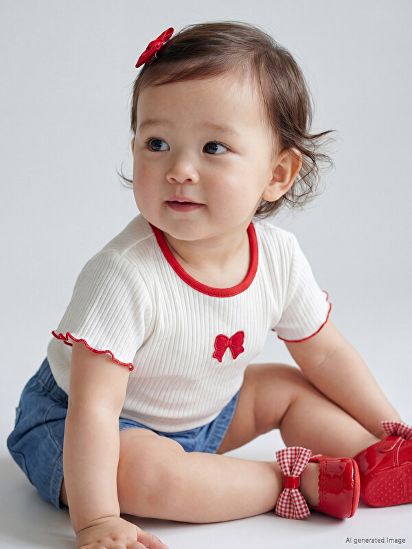 LCW baby Fiyonk Detaylı Kız Bebek Takım