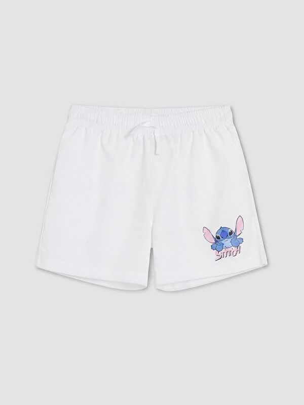 LCW Kids Stitch Baskılı Kız Çocuk Deniz Şortu