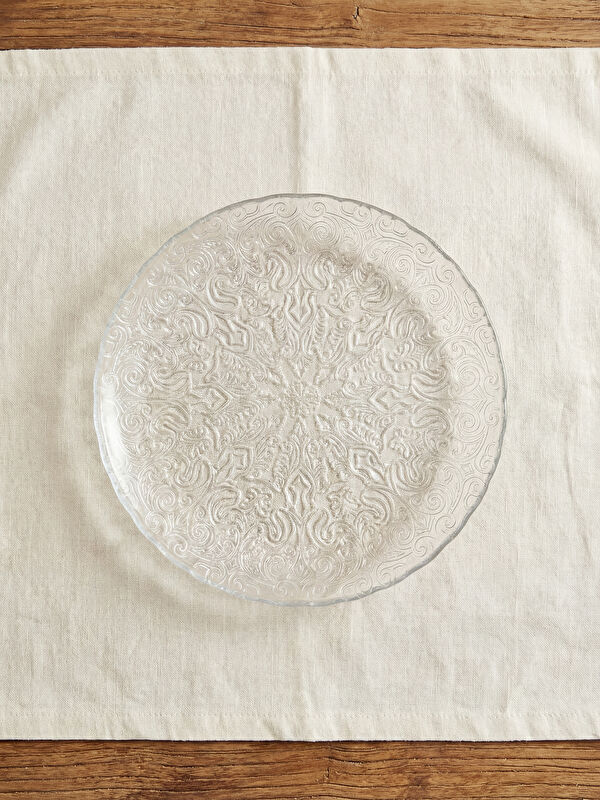 LCW HOME Embossed Pattern Round Glass Serving Plate