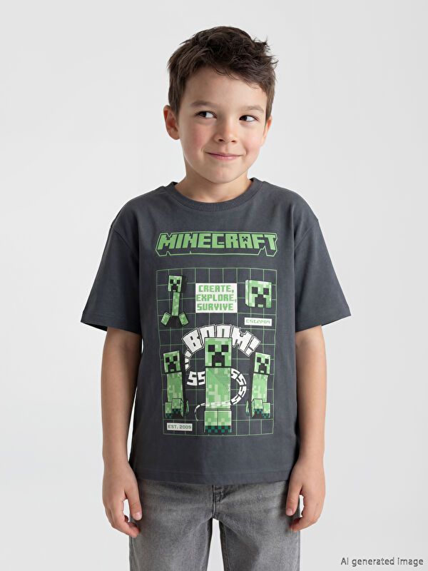 LCW Kids Minecraft Baskılı Erkek Çocuk Tişört