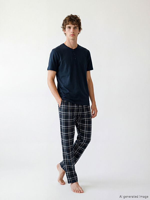 LC WAIKIKI Standart Kalıp Ekose Erkek Pijama Takımı