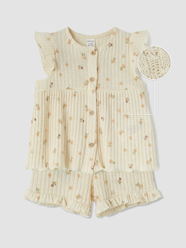 LCW baby Çiçekli Kız Bebek Şortlu Takım