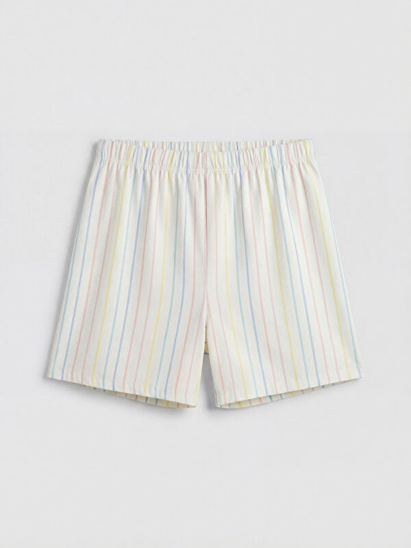 LCW Young Beli Lastikli Çizgili Kadın Şort Pijama Altı