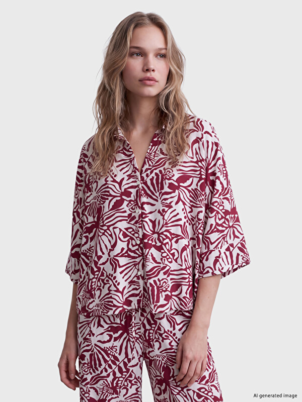 LCW Vision Floral Oversize Women's Shirt