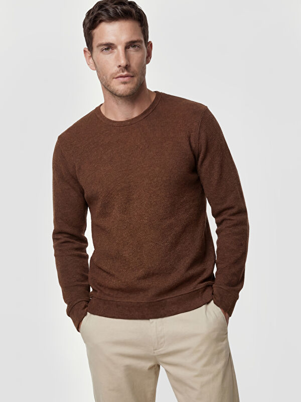 LCWAIKIKI Classic Bisiklet Yaka Erkek Sweatshirt