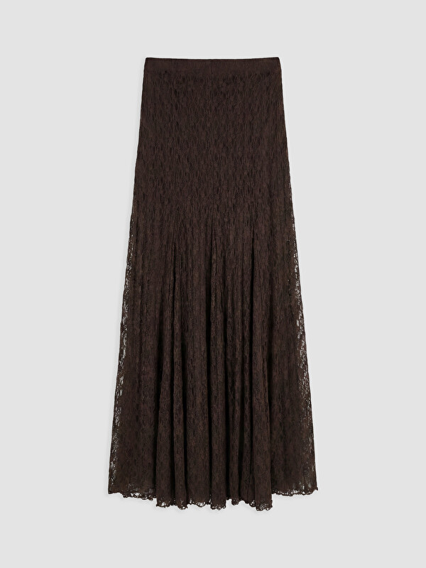 LCW Vision Elastic Waist Pleated Lace Skirt
