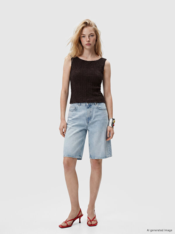 XSIDE Bermuda Fit Kadın Jean Şortolon