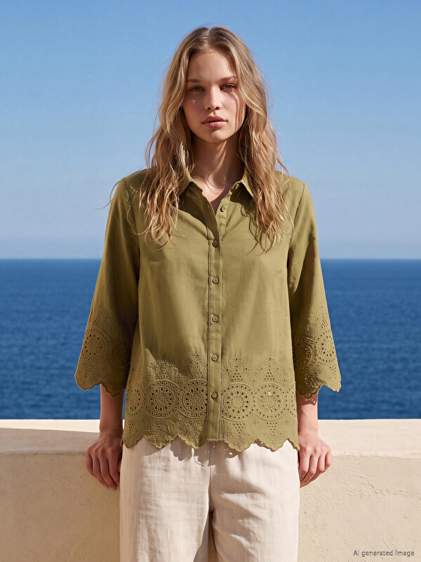 LCW EVERYDAY Embroidered Broderie Women's Shirt