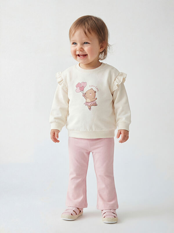 LCW baby Baskılı Kız Bebek Sweatshirt ve Tayt