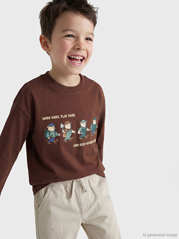 LCW Kids Erkek Çocuk Baskılı Uzun Kollu Tişört
