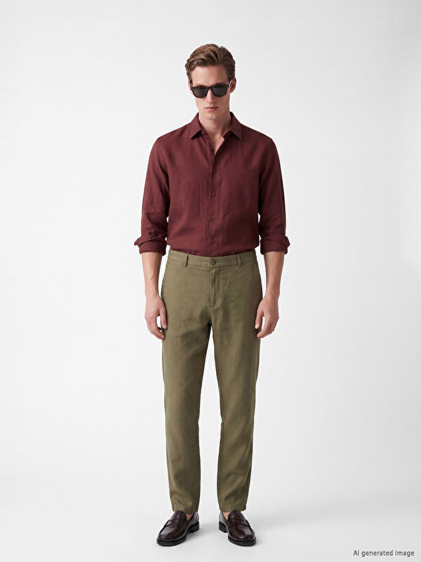 SOUTHBLUE Regular Fit %100 Keten Erkek Pantolon