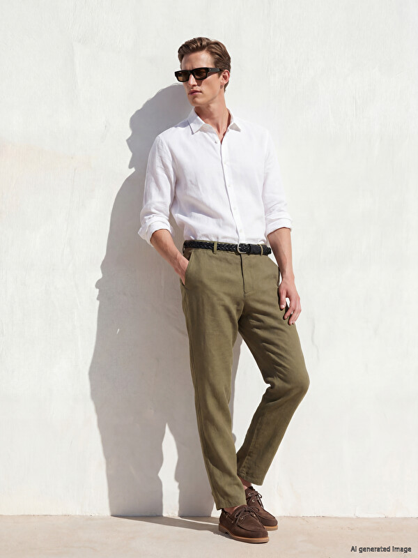SOUTHBLUE Regular Fit %100 Keten Erkek Pantolon