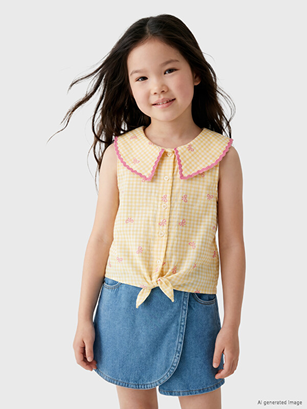 LCW Kids کراس کچانە دوگمەدار چاپکراو بە یاخەی پیته‌ر پان و قۆڵی بوو