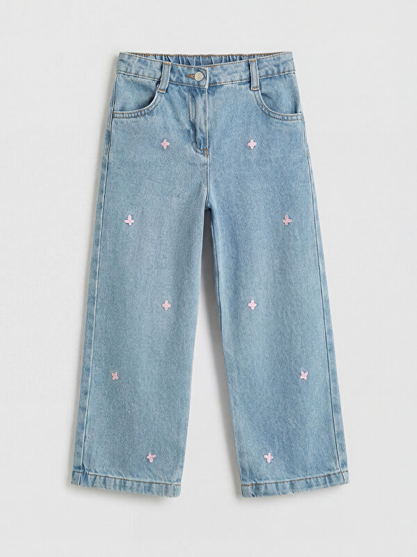 LCW Kids Wideleg Nakışlı Kız Çocuk Jean Pantolon