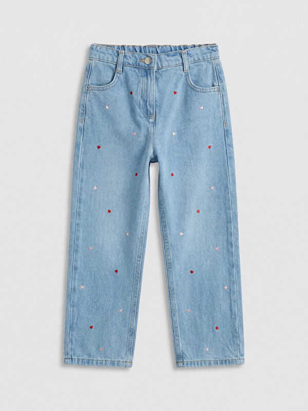 LCW Kids Nakışlı Kız Çocuk Jean Pantolon
