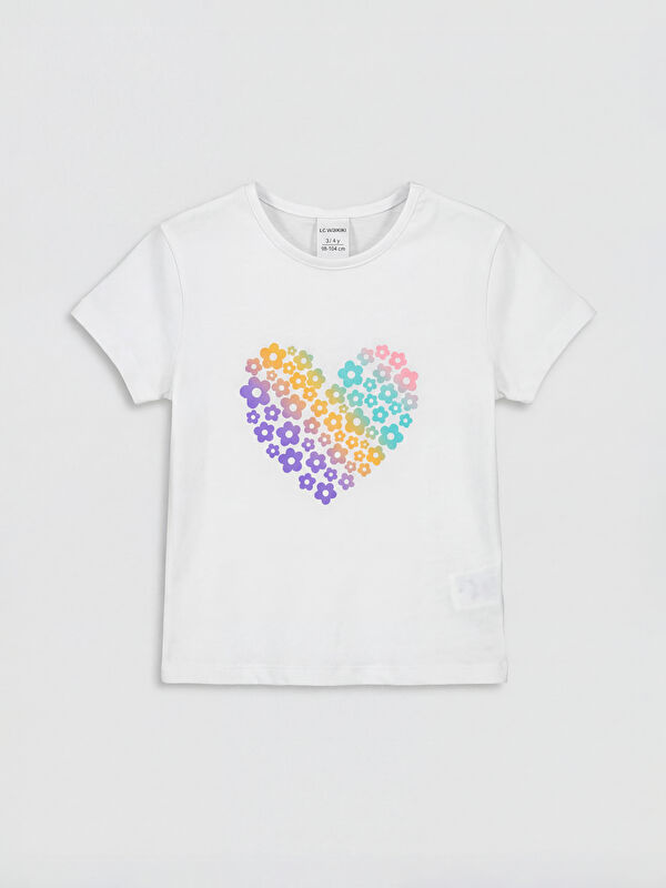 LCW Kids Crew Neck Printed Girls' T-Shirt