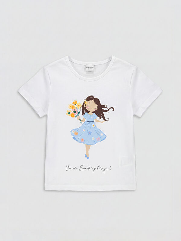 LCW baby Crew Neck Printed Girls' T-Shirt