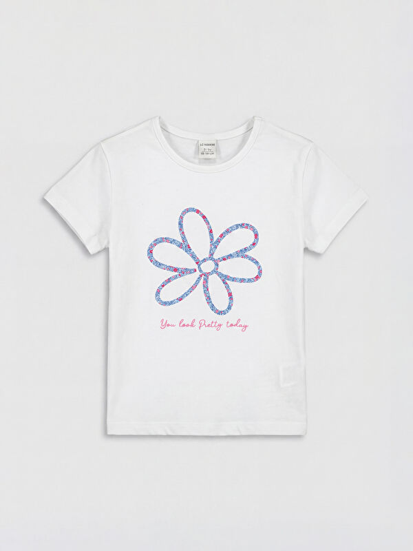 LCW baby Crew Neck Printed Girls' T-Shirt