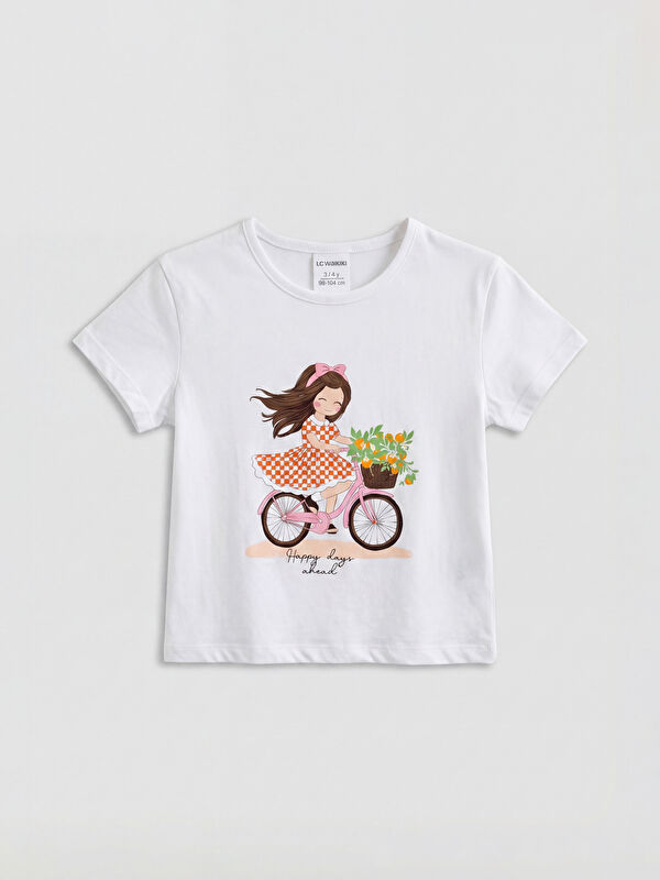 LCW baby Crew Neck Printed Girls' T-Shirt