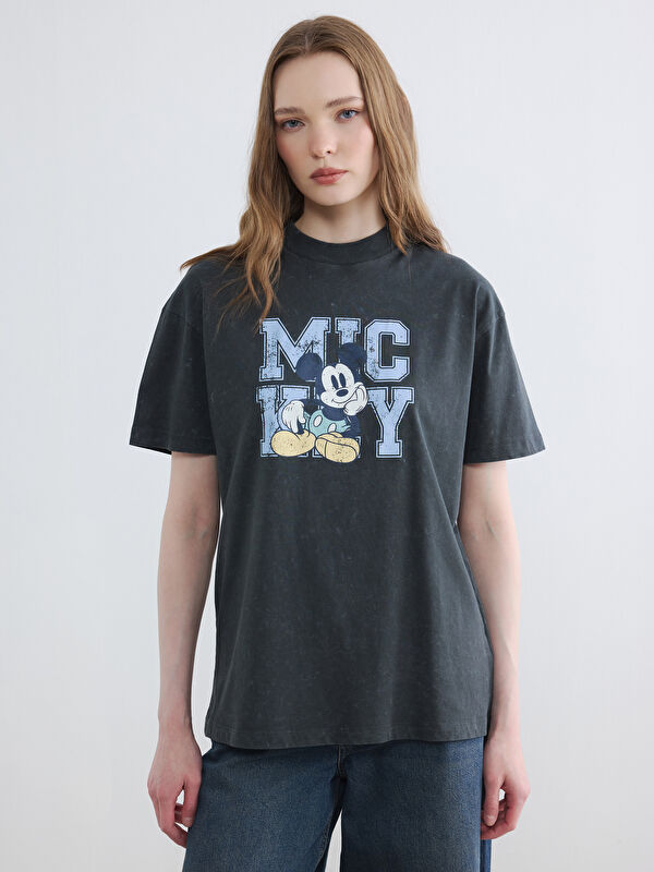 LCW Modest Mickey Mouse Baskılı Kadın Tişört