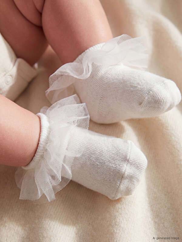 LCW baby Düz Kız Bebek Patik Çorap