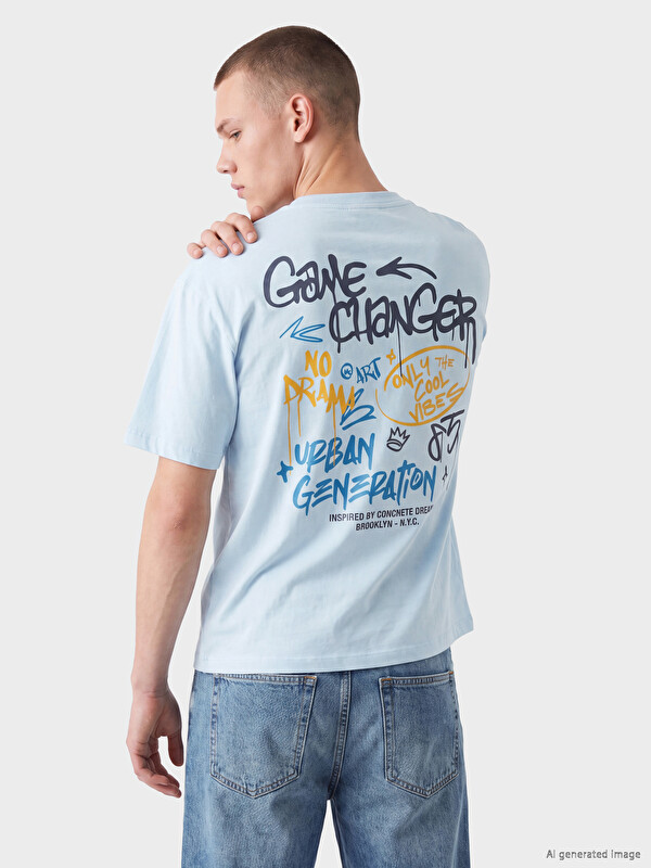 XSIDE T-shirt décontracté à col rond imprimé NYC pour homme