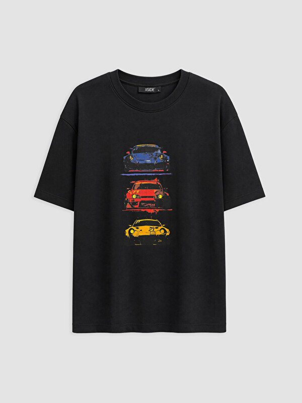XSIDE Car Printed Oversize Fit Men's T-Shirt