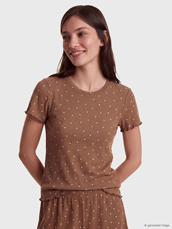 LCW DREAM Kalp Desenli Kadın Pijama Üstü