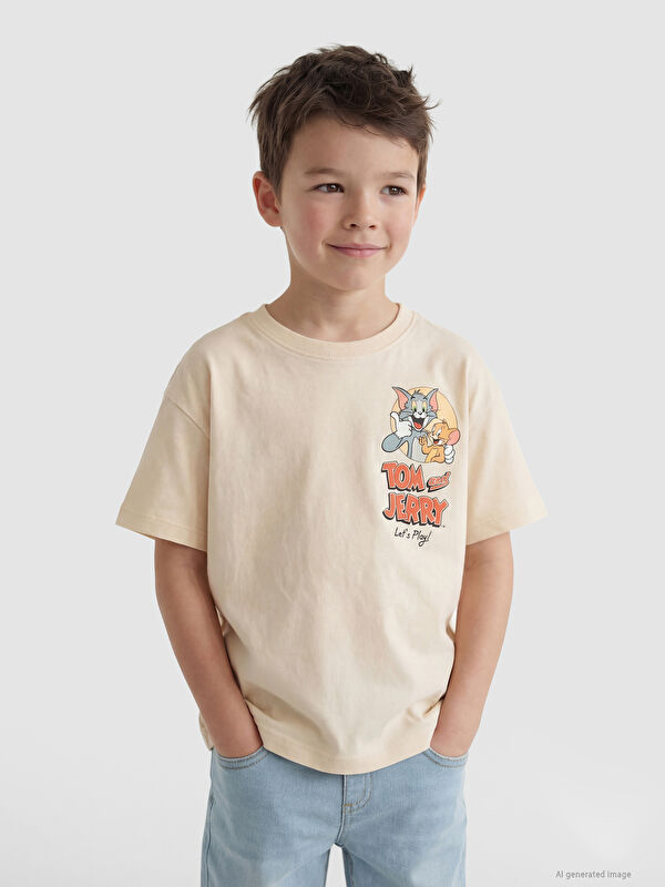 LCW Kids Tom ve Jerry Baskılı Erkek Çocuk Tişört