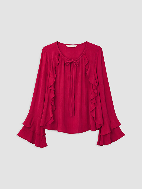 LCWAIKIKI Classic Tie Detail Ruffled Blouse