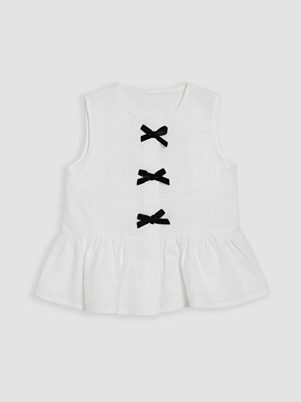 LCW Kids Fiyonk Detaylı Fırfırlı Kız Çocuk Gömlek