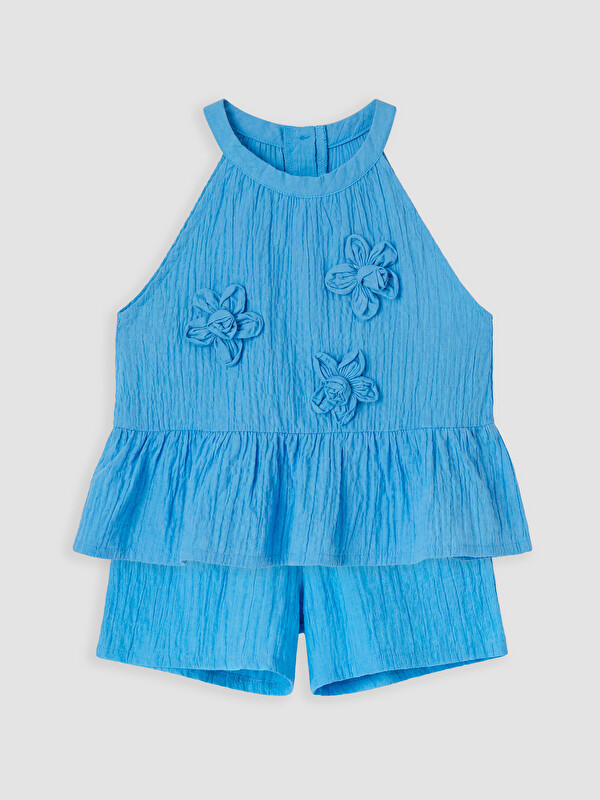 LCW Kids Çiçek Aplikeli Halter Yaka Kız Çocuk Takım