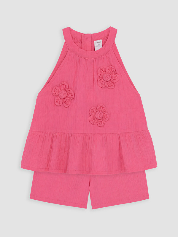 LCW Kids Çiçek Aplikeli Kız Çocuk Takım