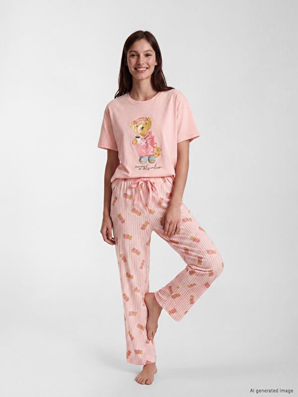 LCW DREAM Ayı Teddy Baskılı Kadın Pijama Takım