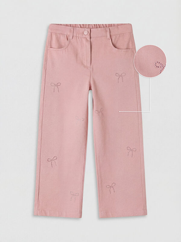 LCW Kids Kız Çocuk Taş İşlemeli Gabardin Pantolon