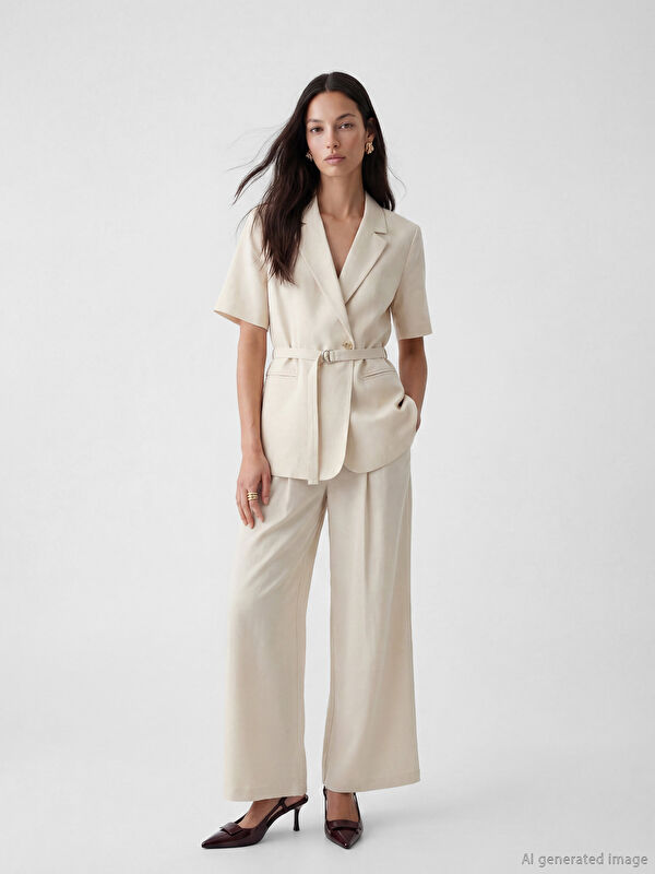 LCWAIKIKI Classic Loose Fit Kadın Pileli Kumaş Pantolon