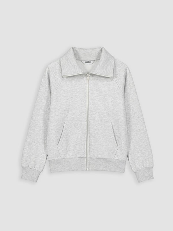 LCW Kids Gömlek Yaka Kız Çocuk Kalın  Fermuarlı Sweatshirt