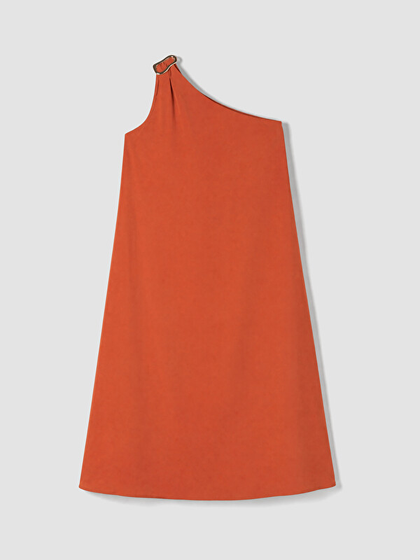 LCW Vision Buckle Detailed One Shoulder A-Line Dress