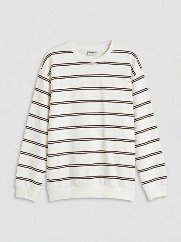 LCW Kids Bisiklet Yaka Çizgili Erkek Çocuk Sweatshirt