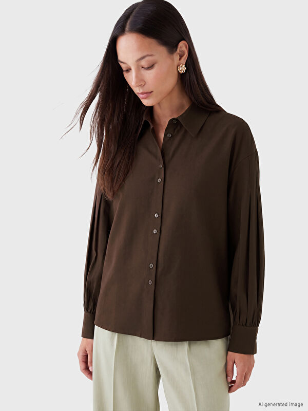 LCW Modest Loose Fit Pileli Kadın Gömlek