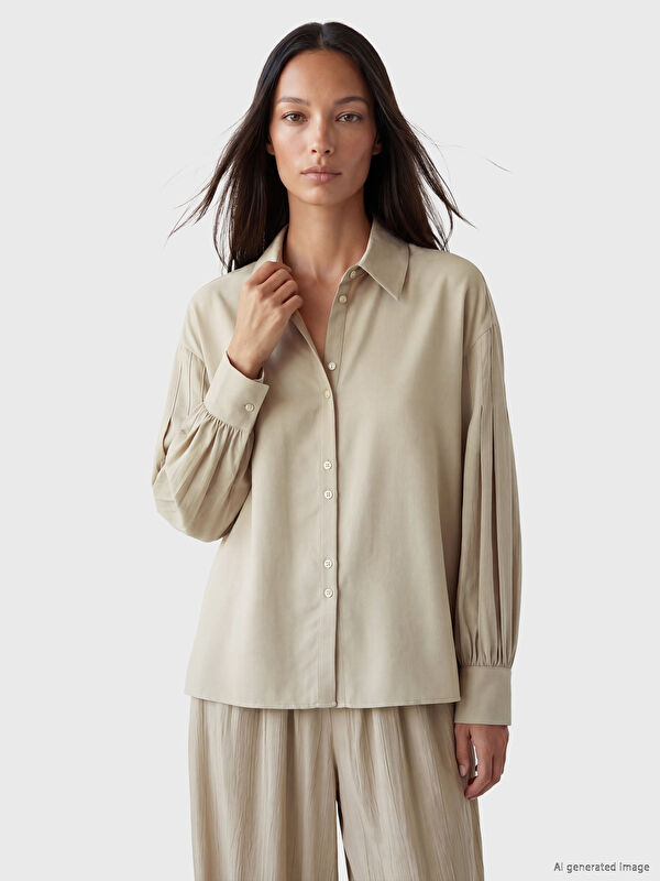 LCW Modest Loose Fit Pileli Kadın Gömlek