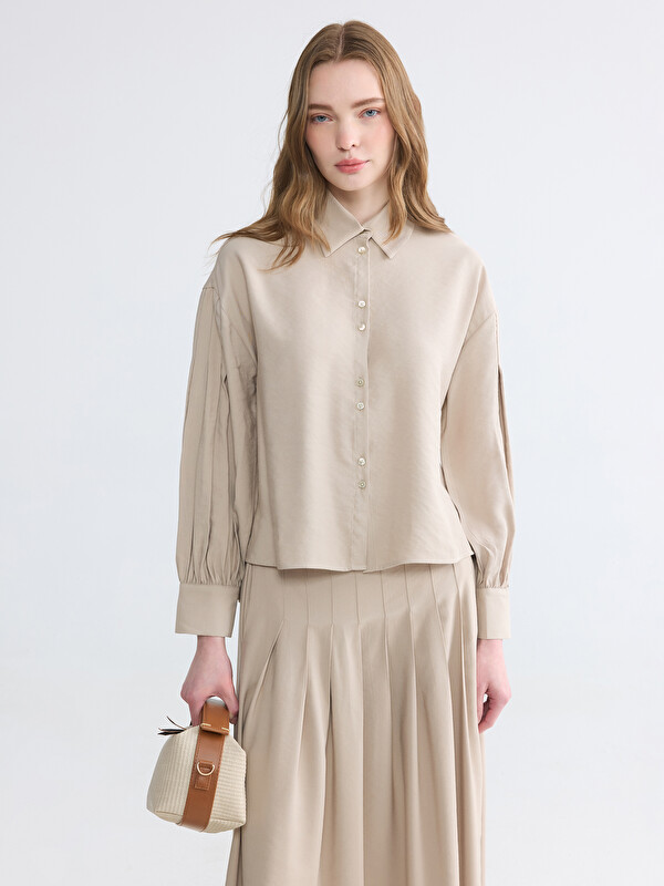 LCW Modest Loose Fit Pileli Kadın Gömlek