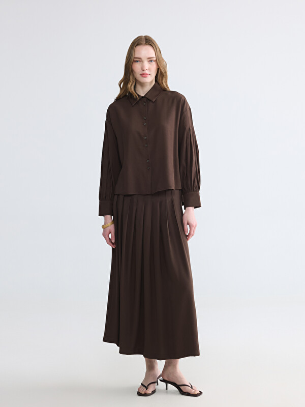 LCW Modest Loose Fit Pileli Kadın Gömlek